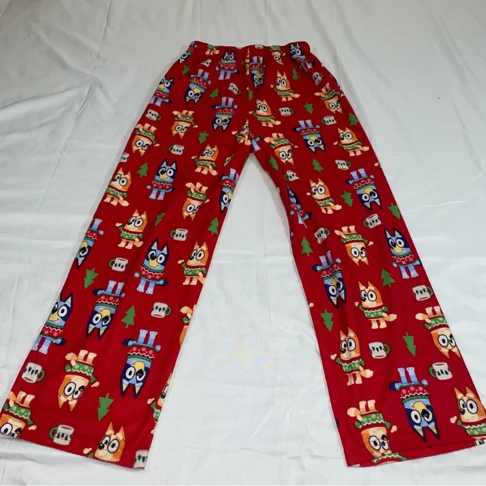 Bluey Christmas Fleece Pajamas Set Red Holiday Bingo Boys Girls Size 12